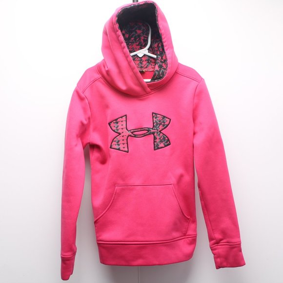 Under Armour Tops - Under Armour Pink Hoody Kangaroo Pocket Size YSM/JP